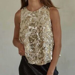 By Together Gold and Silver Sequin Top